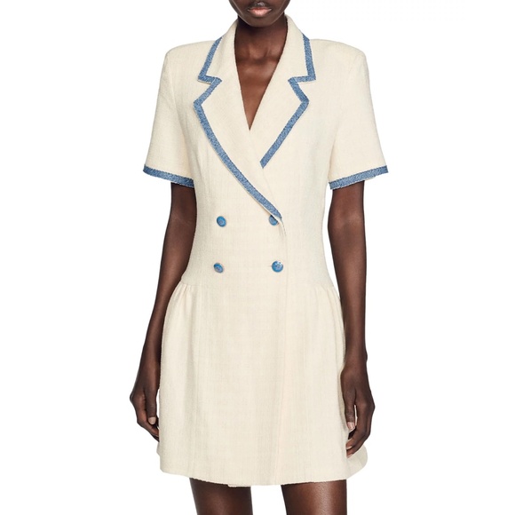 Seville Denim Trim Tweed Blazer Mini Dress - Picture 1 of 5